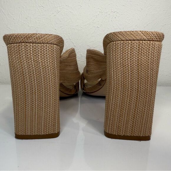 Schutz Wendy Pearl Beige Leather Color Block High Heel Sandals Size 9 EUC - Picture 7 of 8